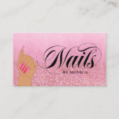Carte De Visite Rose manucuriste Nail Tech Red Glam Parties scinti (Devant)