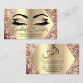 Carte De Visite Rose maquillage Eyelash Extensions Lip Gloss Logo (Devant / Derrière)