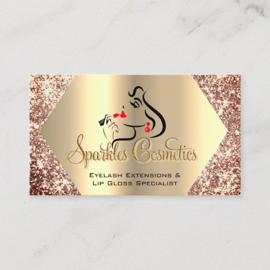 Carte De Visite Rose maquillage Eyelash Extensions Lip Gloss Logo (Devant)