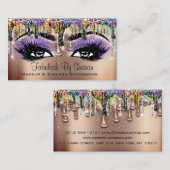 Carte De Visite Rose maquillage Lashes holographes (Devant / Derrière)