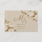 Carte De Visite Rose Marron Élégant Monogramme (Devant)