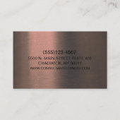 Carte De Visite Rose métallique brossé professionnel Or moderne (Dos)