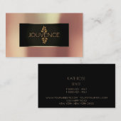 Carte De Visite Rose métallique Gold Black Champaign Jouvence Logo (Devant / Derrière)