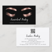 Carte De Visite Rose Microblading Maquillage Eyelashes Code QR Log (Devant / Derrière)