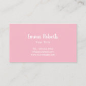 Carte De Visite Rose mignon doux de chef de pâtisserie de (Dos)