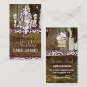 Carte De Visite Rose minable de lustre de support de gâteau de (Devant / Derrière)