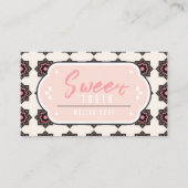 Carte De Visite Rose minimal avec code Motif et QR (Devant)