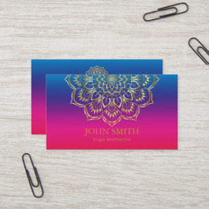 Carte De Visite Rose minimaliste moderne Gold Lotus Yoga Instructe