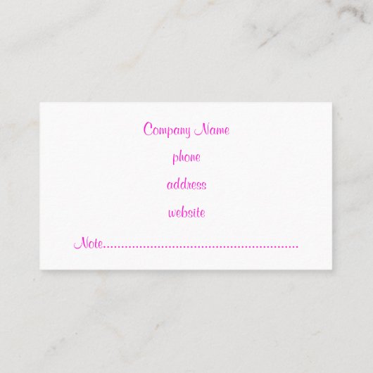 Carte de visite rose moderne (Dos)