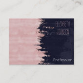 Carte De Visite Rose moderne Bleu doré brosses Peinture Abstraite (Devant)