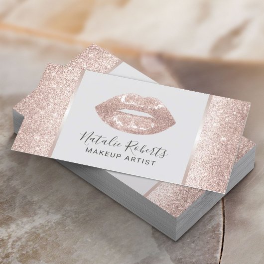 Carte De Visite Rose moderne Blush Gold Parties scintillant Lips B