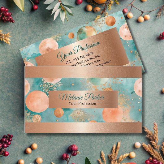 Carte De Visite rose moderne chic Gold turquoise