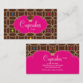Carte De Visite Rose moderne de chocolat de points de boulangerie (Devant / Derrière)