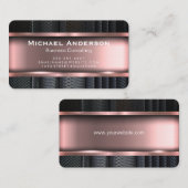 Carte De Visite Rose moderne de découpe métallique rouge (Devant / Derrière)