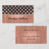 Carte de visite rose moderne de point de polka (Devant / Derrière)