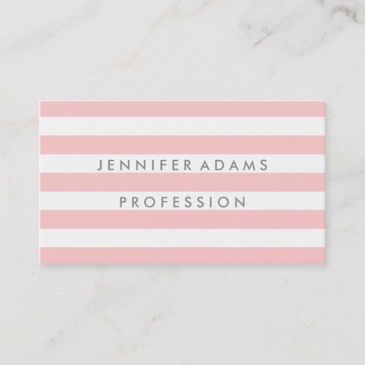 Carte de visite rose moderne de rayure élégante (Devant)