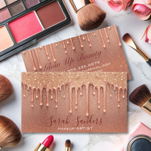 Carte De Visite rose moderne élégant artiste de maquillage goutte-