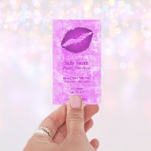 Carte De Visite Rose Moderne Fausse Texture Lèvres Violettes
