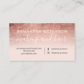 Carte De Visite rose moderne feuille d'or chevelure de maquillage  (Dos)