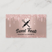 Carte De Visite Rose moderne Gold Drives Pâtisserie Chef Cupcake B (Devant)