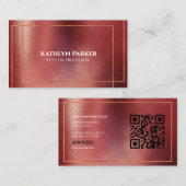 Carte De Visite Rose moderne Gold Géométrique QR Code Professional (Devant / Derrière)