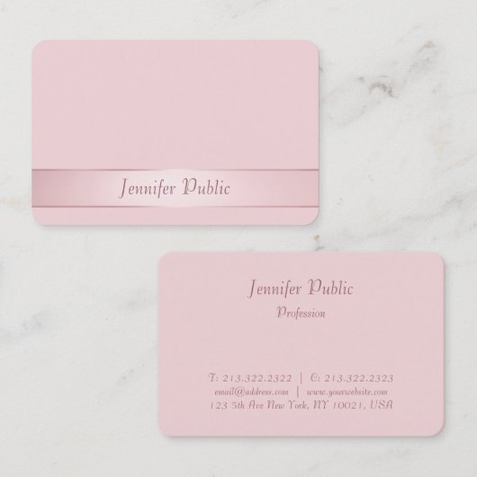 Carte De Visite Rose moderne  Gold Hand Script Modèle (Devant / Derrière)