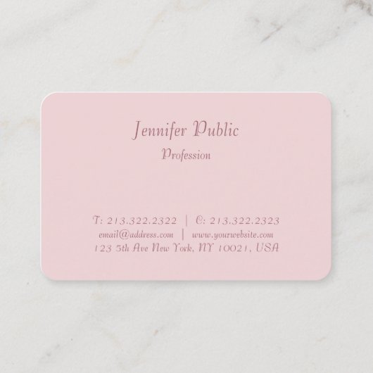 Carte De Visite Rose moderne  Gold Hand Script Modèle (Dos)