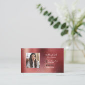 Carte De Visite Rose moderne Gold Photo QR Code Professionnel (Debout devant)