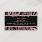 Carte De Visite Rose moderne Gold Zebra Stripes Motif (Dos)