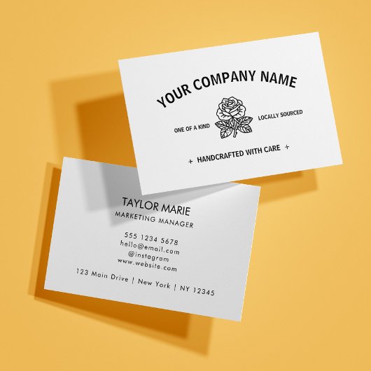 Carte De Visite Rose moderne | Noir et blanc personnalisable