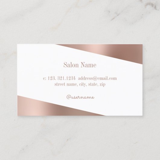Carte De Visite Rose moderne or & ciseaux blancs coiffeur (Dos)