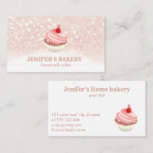 Carte De Visite Rose moderne or glittery cupcake boulangerie maiso (Devant / Derrière)