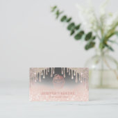 Carte De Visite Rose moderne or glittery cupcake boulangerie maiso (Debout devant)