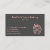 Carte De Visite Rose moderne or glittery cupcake boulangerie maiso (Dos)