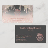 Carte De Visite Rose moderne or glittery cupcake boulangerie maiso (Devant / Derrière)