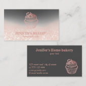Carte De Visite Rose moderne or glittery cupcake boulangerie maiso (Devant / Derrière)