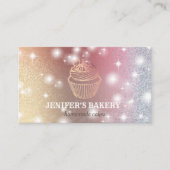 Carte De Visite Rose moderne or glittery cupcake boulangerie maiso (Devant)