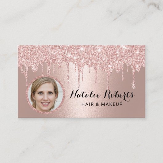 Carte De Visite Rose moderne Parties scintillant or Drives Beauté (Devant)