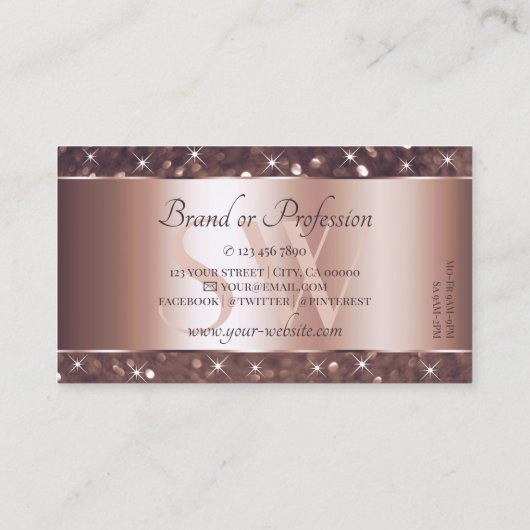 Carte De Visite Rose moderne Parties scintillant or Étoiles étince (Dos)