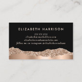 Carte De Visite Rose moderne Parties scintillant or noir (Dos)