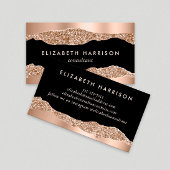 Carte De Visite Rose moderne Parties scintillant or noir