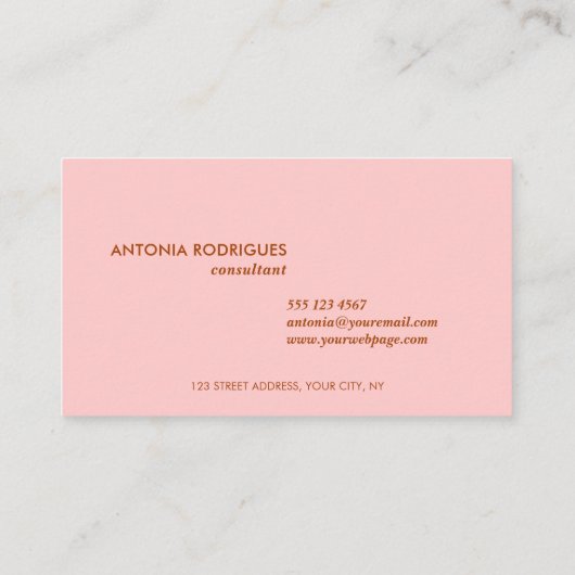 Carte de visite rose moderne professionnel (Dos)