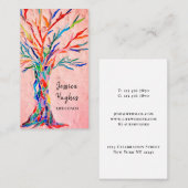 Carte de visite rose moderne Tree Life (Devant / Derrière)