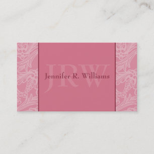 Carte de visite rose monogramme classique
