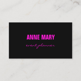 Carte De Visite Rose Néon Chaud Écriture Noir Couleurs Vives Fémin