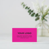Carte De Visite Rose Néon | Logo de Société Simple (Debout devant)