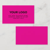 Carte De Visite Rose Néon | Logo de Société Simple (Devant / Derrière)