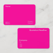 Carte De Visite rose néon -minimaliste (Devant / Derrière)