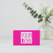 carte de visite rose néon - votre logo et code QR (Debout devant)