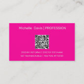 carte de visite rose néon - votre logo et code QR (Dos)